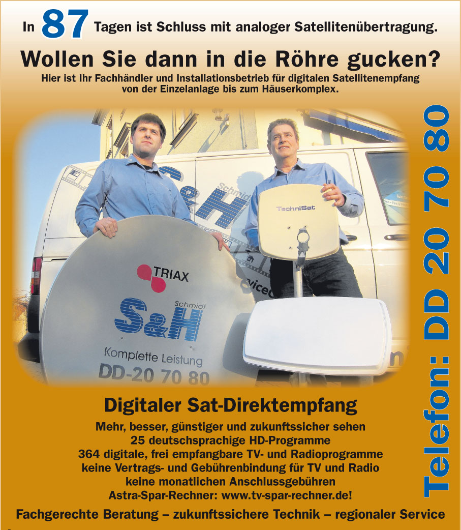 Anzeige Aktion zu Sat-Anlagen